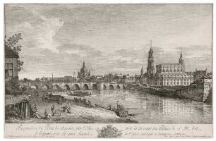 Dresden vom rechten Elbufer unterhalb der Augustusbrücke (Die Elbbrücke)