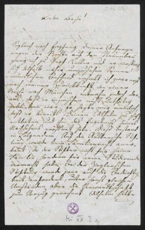 Brief von Ludwig Uhland an seine Base : 1 Brief