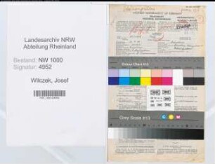Entnazifizierung Josef Wilczek, geb. 23.07.1908 (Zollinspektor)