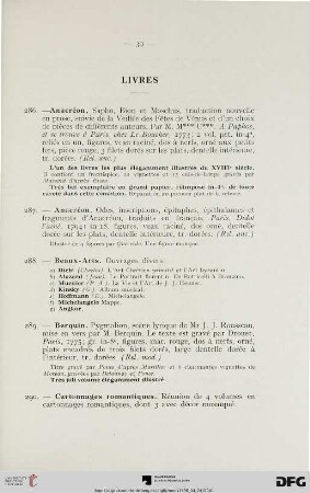 Livres (Nr. 286-352)