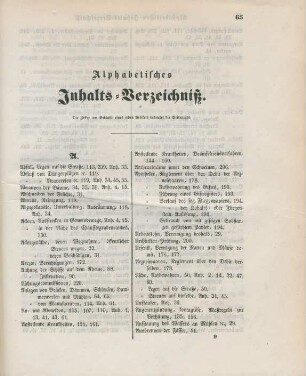 Alphabetisches Inhalts-Verzeichniß.