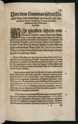"Von dem summarischen Begriff / Regel / und Richtschnur [...]"