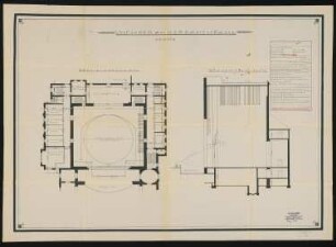 Theater des Westens (auch: Volksoper), Berlin-Charlottenburg: Bühnengrundriss und Bühnenlängsschnitt 1:100