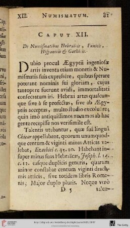 Caput XII:De Numismatibus Hebraicis, Punicis, Hispanicis & Gothicis