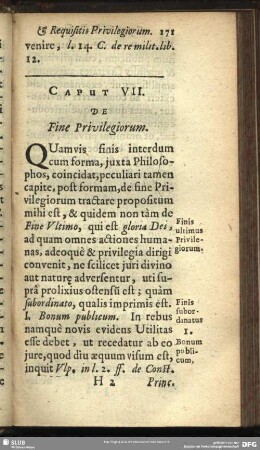 Caput VII. De Fine Privilegiorum