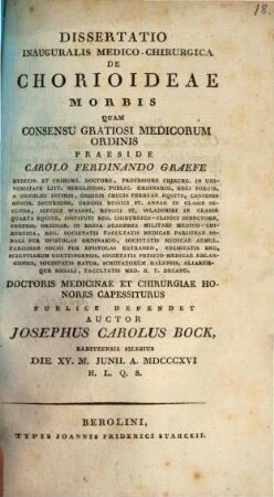 Diss. inaug. med. chir. de chorioideae morbis