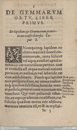 DE GEMMARUM ORTU, LIBER PRIMUS.