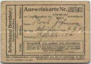 Ausweiskarte des Arbeitsamtes Bernburg - Personenkonvolut