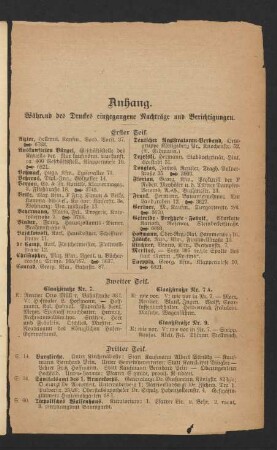 Anhang. Während des Druckes eingegangene Nachträge und Berichtigungen.