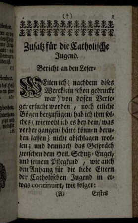 Zusatz für die Catholische Jugend.