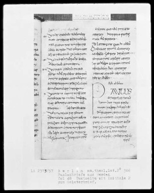 Paulusbriefe — Initiale P(aulus), Folio 48recto