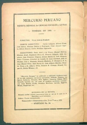 "Mercurio Peruano" - [Pie de imprenta]