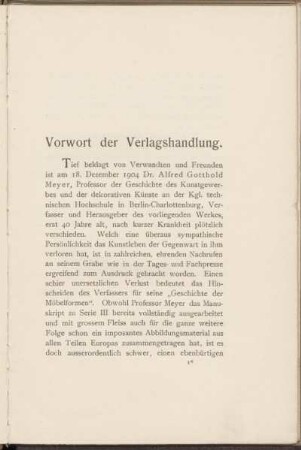 Vorwort der Verlagshandlung.