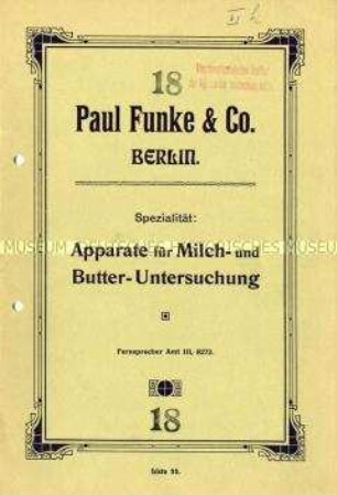Apparate für Milch- und Butter-Untersuchung. (Katalog-Nr. 35)
