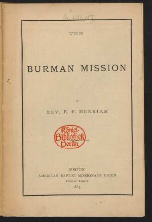 The Burman Mission