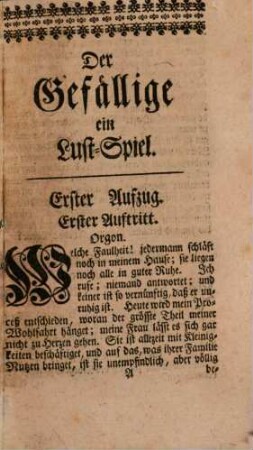 Der Gefällige : ein Lustspiel in fünf Aufzügen