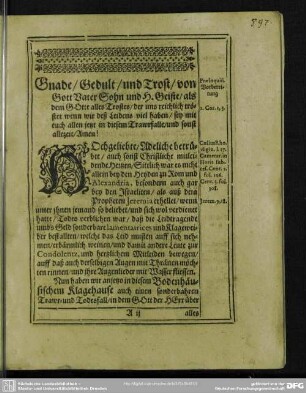 Leichenpredigt : Erwünschte Verenderung aller Trübsalen, welche Christen außstehen. Vorbereitung. Leichtext. Eingang. Abhandelung