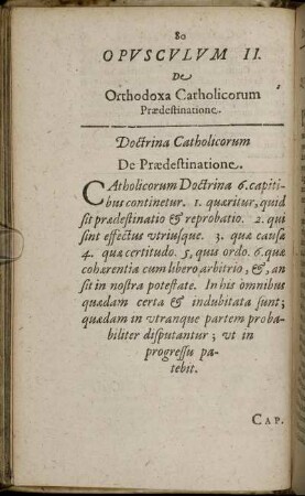 Doctrina Catholicorum De Prædestinatione.