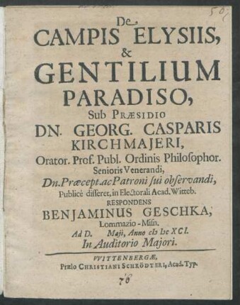 De Campis Elysiis, & Gentilium Paradiso