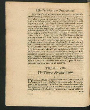 Thesis VIII. De Thure Formicarum.