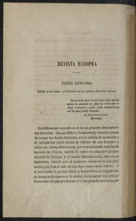 Revista Europea - Parte Literaria - Carlyle y sus obras