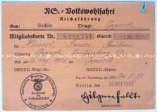 Mitgliedsausweis der NS-Volkswohlfahrt