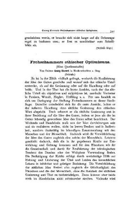 Frohschammers ethischer Optimus