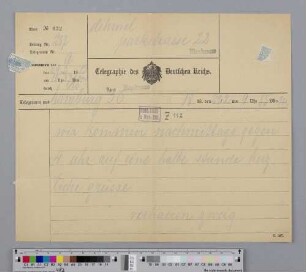 Telegramm an Richard Dehmel