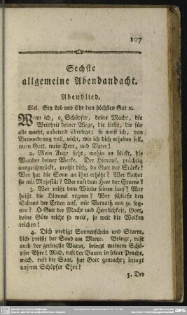 Sechste allgemeine Abendandacht