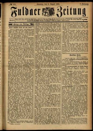 Erste Ausgabe vom Sonntag, den 09. August 1891.
