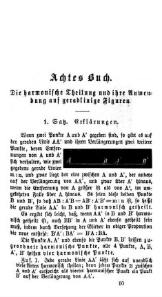 Achtes Buch. Die harmonische Theilung und ihre Anwendung auf geradlinige Figuren.