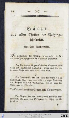 Sätze aus allen Theilen der Rechtsgelehrsamkeit.