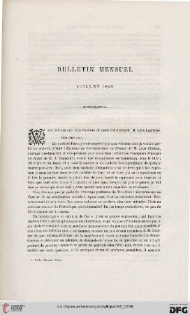 Bulletin mensuel: Juillet 1865