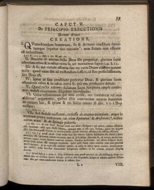 Caput V. De Principio Executionis Decreti divini: Creatione.
