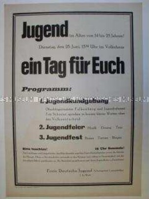Maueranschlag der FDJ mit Ankündigung einer Jugendkundgebung in Crimmitschau