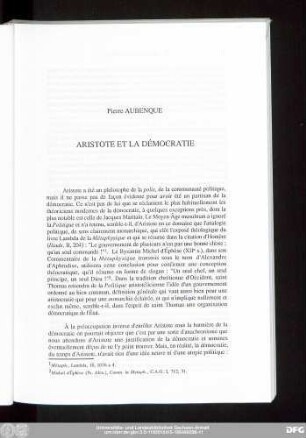 Pierre Aubenque Aristote Et La Démocratie