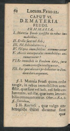 Caput VI. De Materia Feudi.