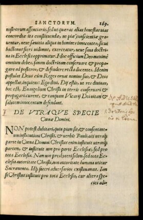 De Utraque Specie Coenae Domini.