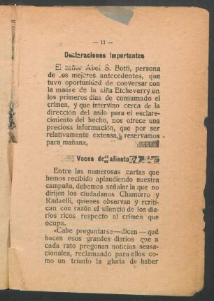 Declaraciones importantes