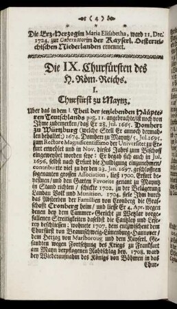 Die IX. Churfürsten des H. Röm. Reichs.
