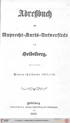 Wintersemester 1857/1858