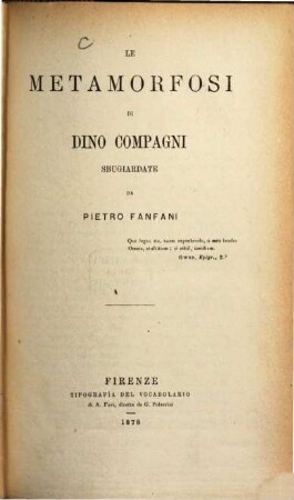 Le Metamorfosi di Dino Compagni