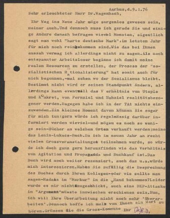 Korrespondenz zwischen Rudi Dutschke, Klaus Wagenbach und Verlag Klaus Wagenbach