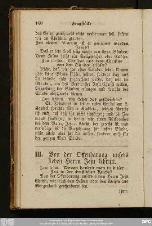 III. Von der Offenbarung unsers lieben Herrn Jesu Christi.