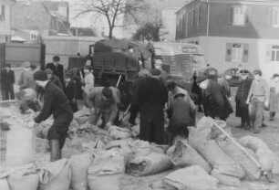 Hochwasser 1955 am Rhein bei Gernsheim