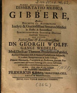 Dissertatio Medica De Gibbere