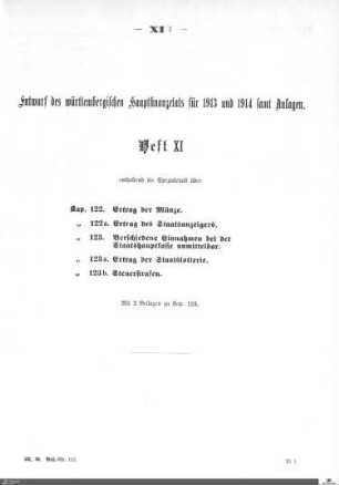 Hauptfinanzetat 1913-1914, Heft 11