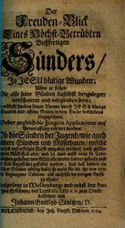 Der Freudenblick eines höchstbetrübten bußfertigen Sünders