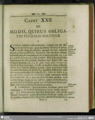 Caput XXII. De Modis, Quibus Obligatio Feudalis Solvitur
