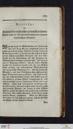 Beiträge zur Kenntnis der wichtigsten italienischen Universitäten und der Kirchenreformation in einigen italienischen Staaten